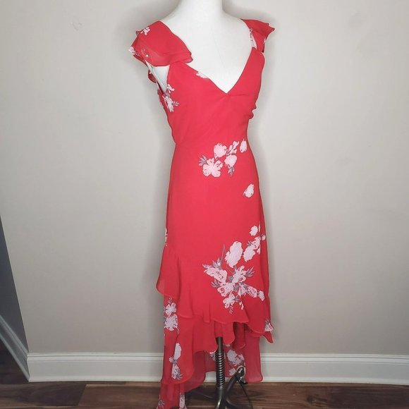 Chic Red Floral High Low Dress - Picture 11 of 11